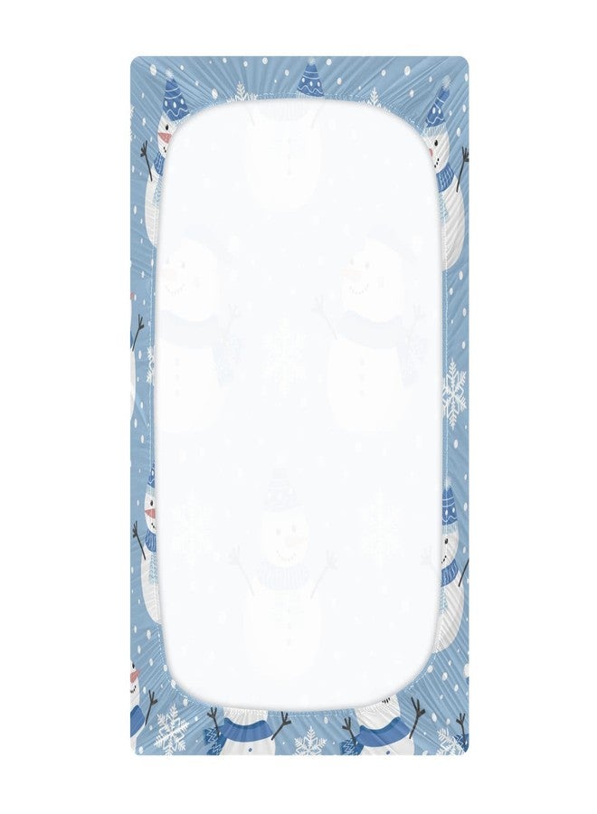 Kigai Christmas Snowman Snowflakes Crib Sheets for Boys Girls Soft Breathable Mini Crib Sheets for Baby 52" x 28" - Image 3